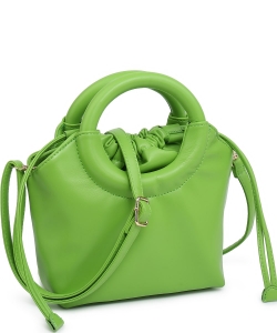 Faux Leather Round Handle Shoulder Bag BC4095 GREEN